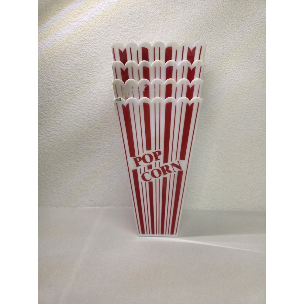 Set Of 4 Home Movie Theatre Reusable Plastic Popcorn Party Containers Bowls